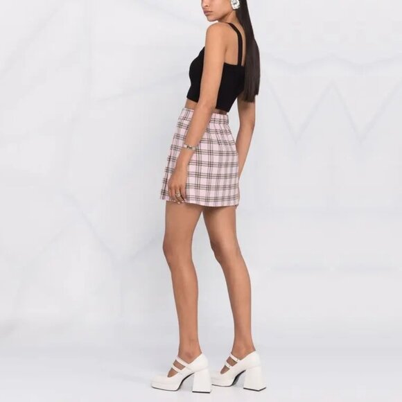 NWT Maje Jalisa Pink Checked Wool Mini Skirt ASO Enid Sinclair - Picture 4 of 12
